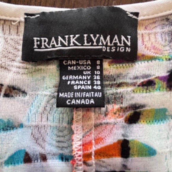 Frank Lyman short sleeve graphic top shark bite tunic size 8 - Picture 10 of 13